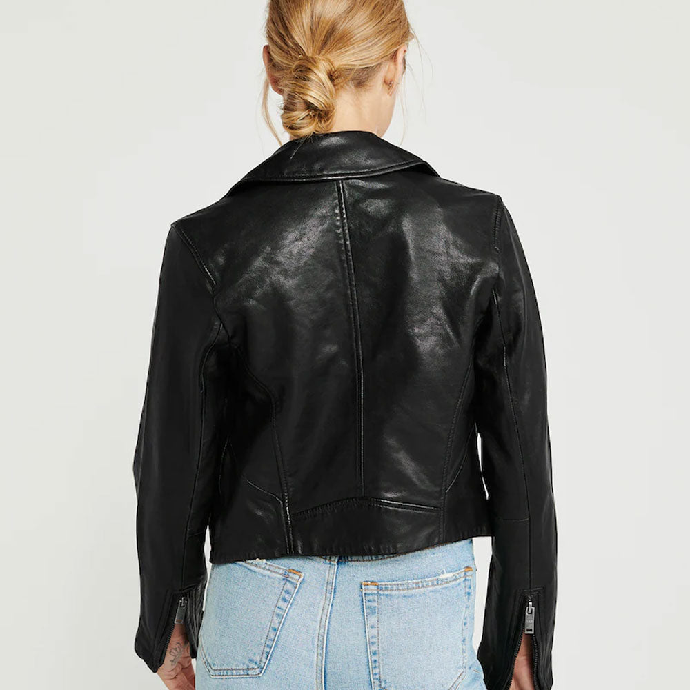 Women's Black Biker Leather Jacket
