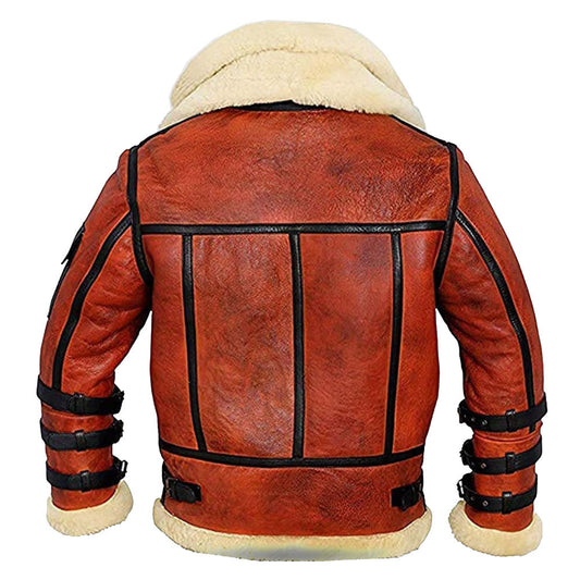 Aviator Sheepskin RAF Mens B6 Waxed Bomber Shearling Two Tone Style Leather Jacket Aviator Sheepskin RAF Mens B6 Waxed Bomber Shearling Two Tone Style Leather Jacket