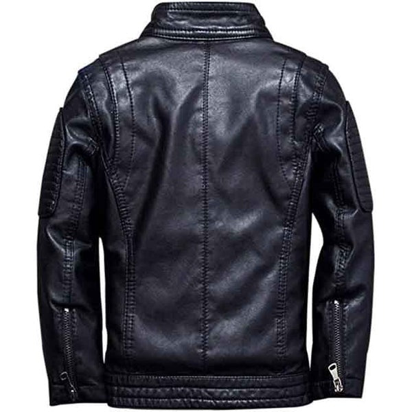 Men’s Black Studded Shoulder Leather Biker Jacket – Avanzar Leather