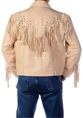 Men’s 1980's Western Cowboy Fringe Jacket - Cream Color
