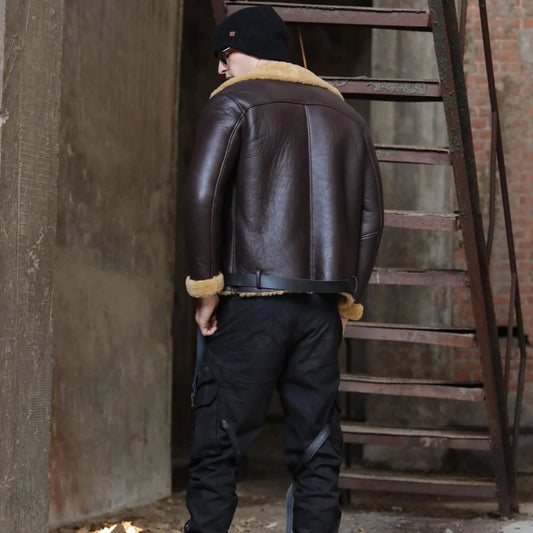 Dark Brown B3 Shearling Sheepskin Leather Flight Jacket Dark Brown B3 Shearling Sheepskin Leather Flight Jacket