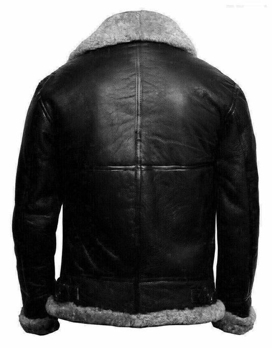 Men B3 Bomber Flying RAF Aviator Real Fur Collar Leather Jacket Men B3 Bomber Flying RAF Aviator Real Fur Collar Leather Jacket