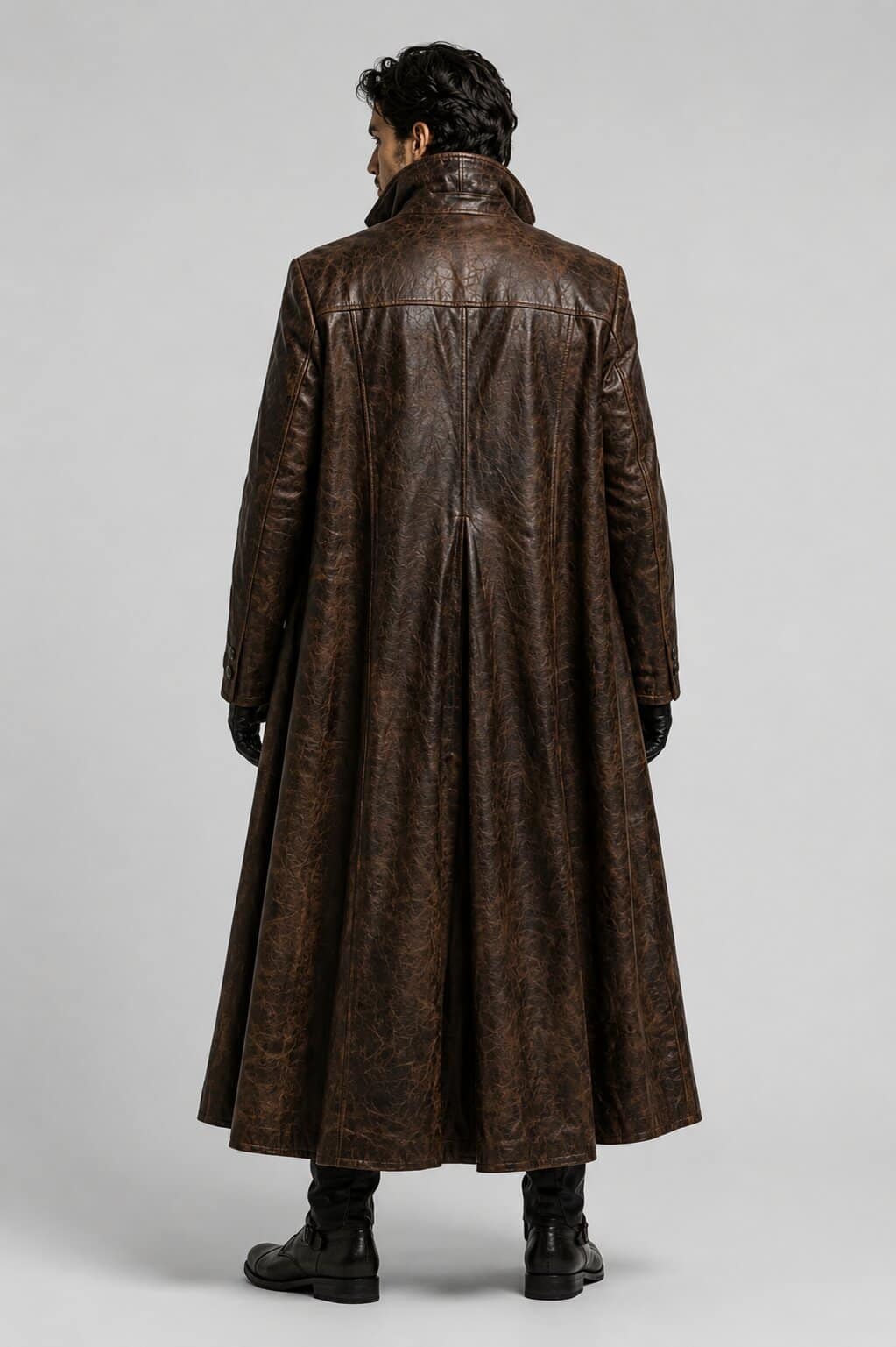 Men's Brown Distressed Leather Viking Coat with Medieval Warrior Cape Style by avanzar leather