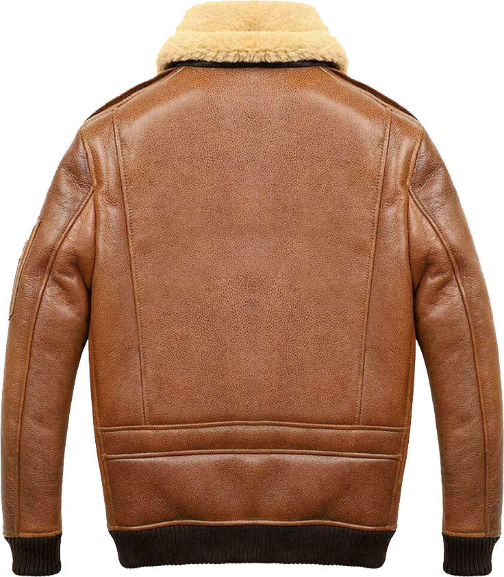 Men’s Aviator Camel Brown A2 Shearling Leather Bomber Jacket