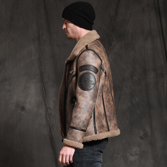 Men’s Brown RAF Aviator B3 Waxed Sheepskin Leather Jacket Men’s Brown RAF Aviator B3 Waxed Sheepskin Leather Jacket