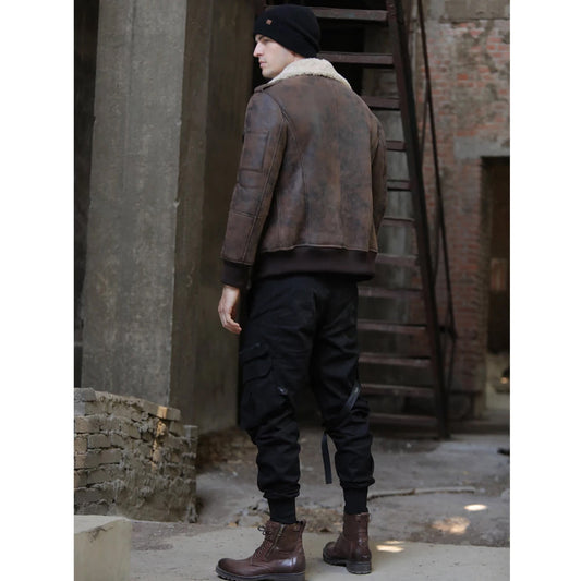 Men’s Brown RAF Aviator Flight Shearling Sheepskin Leather Jacket Men’s Brown RAF Aviator Flight Shearling Sheepskin Leather Jacket