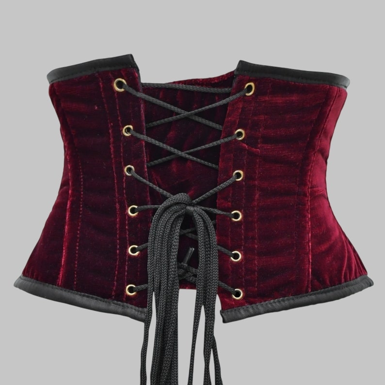 Red Velvet Underbust Corset Gothic Waist Cincher