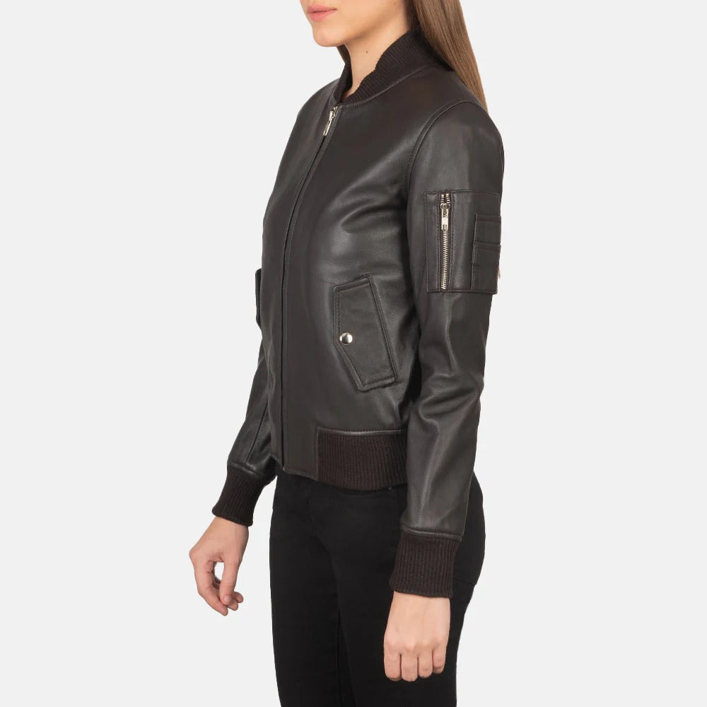 Brown Leather Bomber Jacket – Timeless Edge by Avanzar Leather