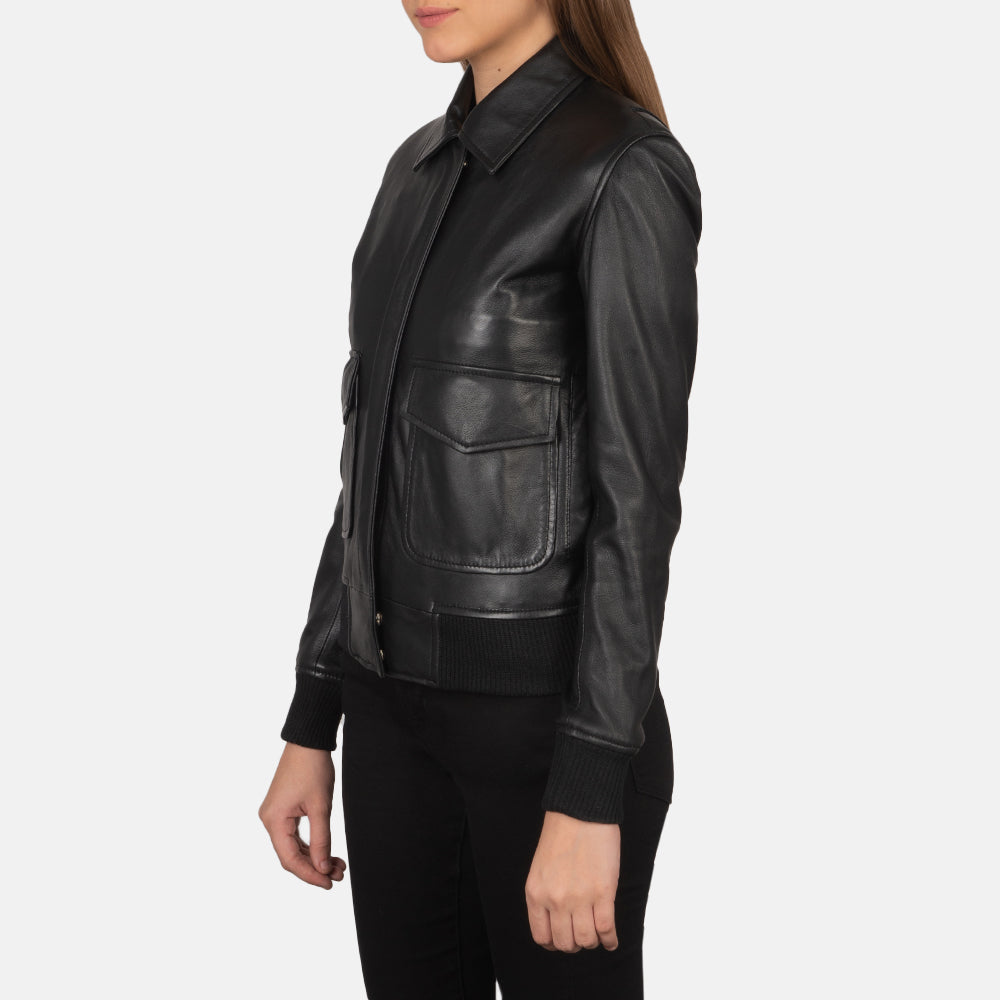 Westar A-2 Black Leather Bomber Jacket Classic Military Style