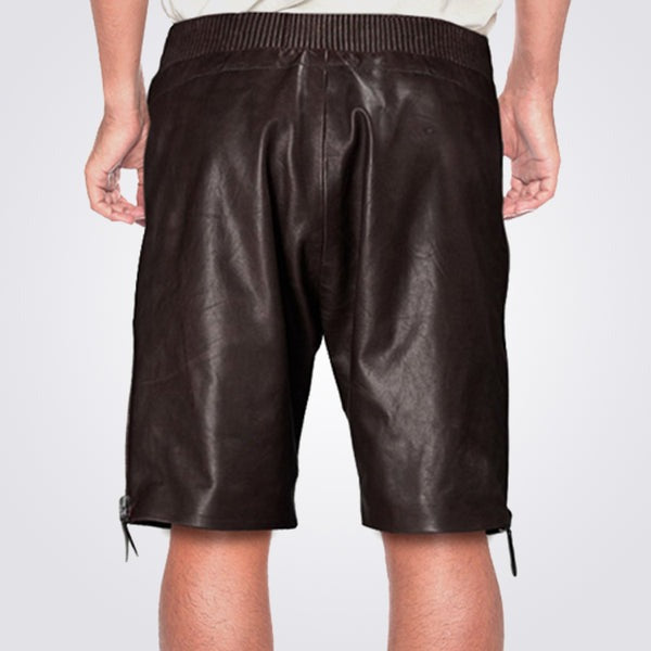 Men’s Brown Leather Side-Zip Shorts – Avanzar Leather