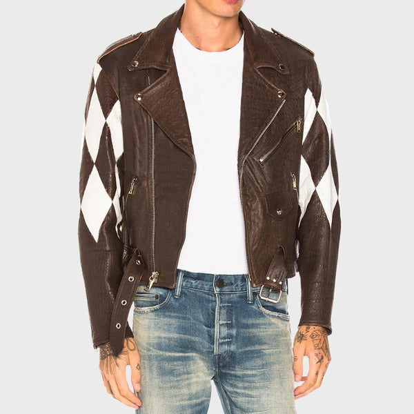 Luxe Color-Block Lambskin Moto Jacket