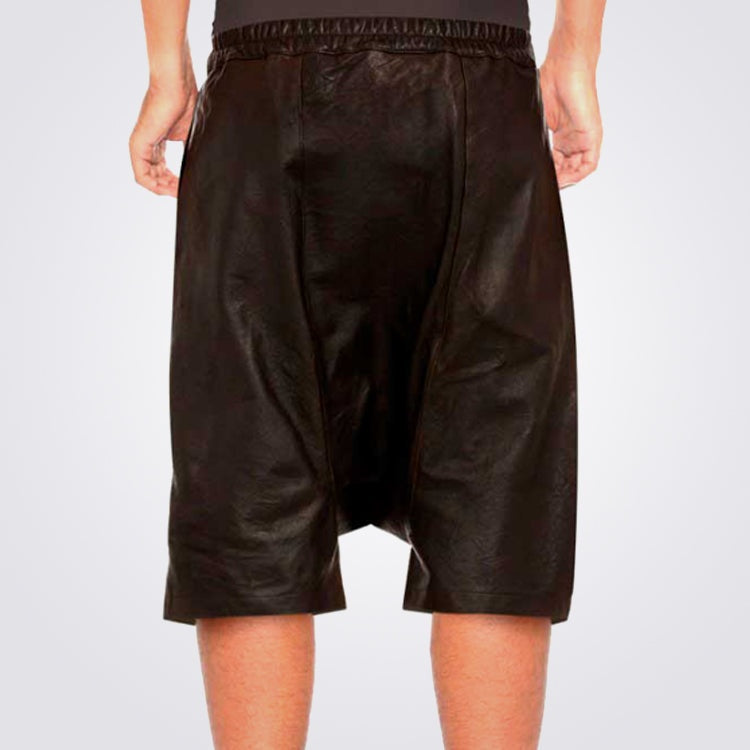 Men’s Black Leather Drawstring Shorts – Avanzar Leather