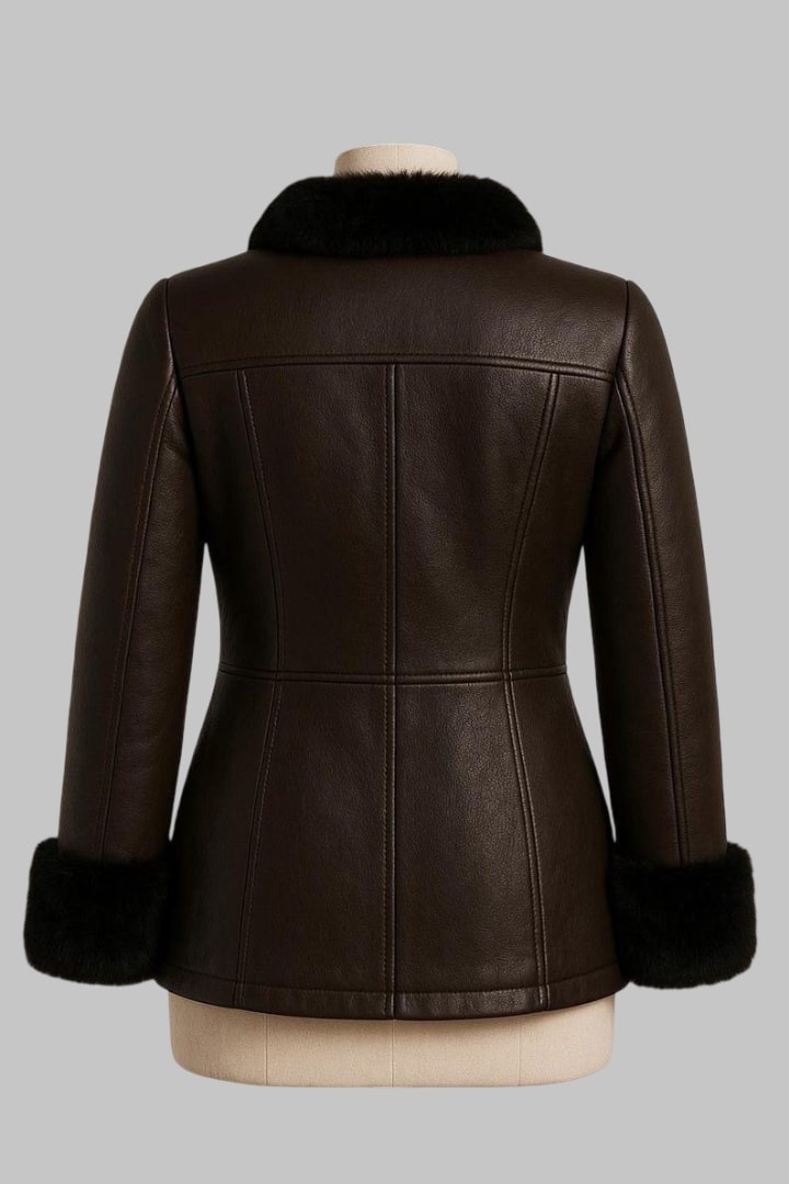 Handcrafted Sheepskin Fur Lined Leather Bomber Jacket for Women