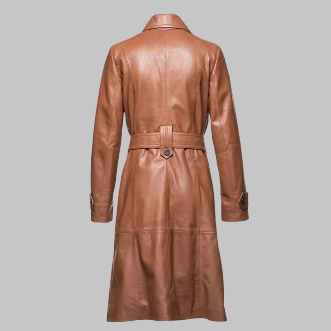 Georgina Ladies Real Leather Trench Coat