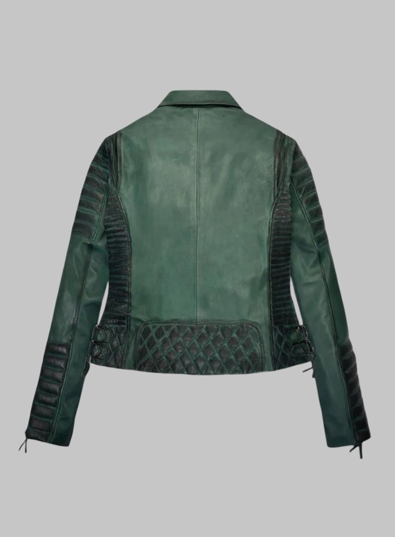 Valencia Women Burnt Lambskin Leather Moto Jacket