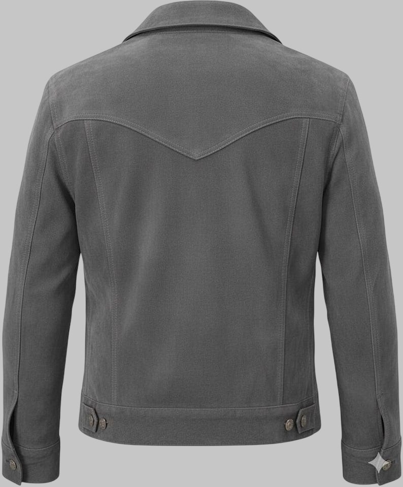 Men Genuine Suede Leather Trucker Jacket Western Motorcycle Style