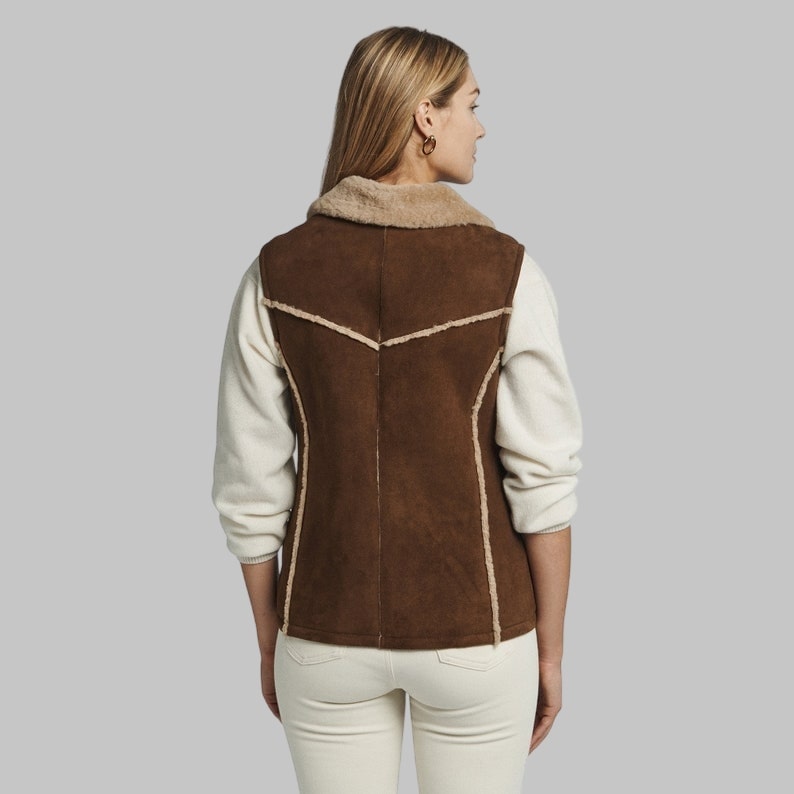 Eve Women’s Shearling Vest Soft Lamb Fur Collar Winter Layer