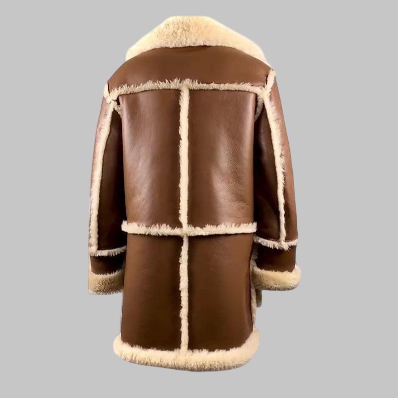 Luxury Shearling Coat Men Brown Genuine Sheepskin by Avanzar Leather