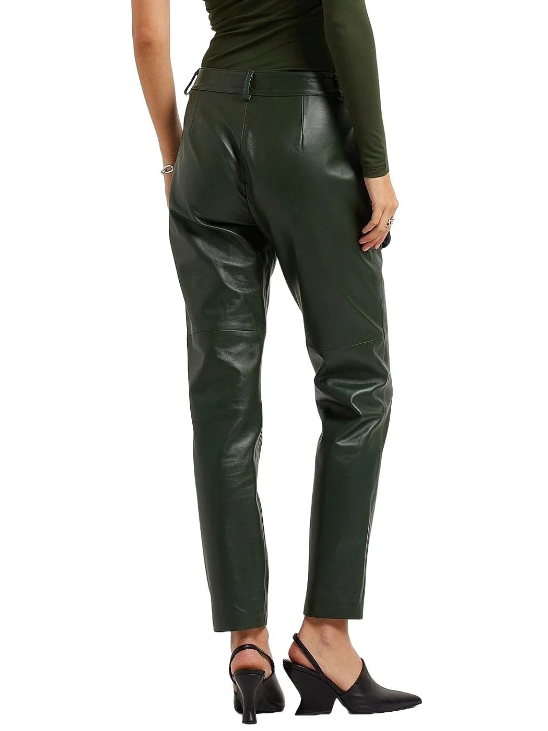 Green Leather Cargo Pants – Bold & Functional Trousers