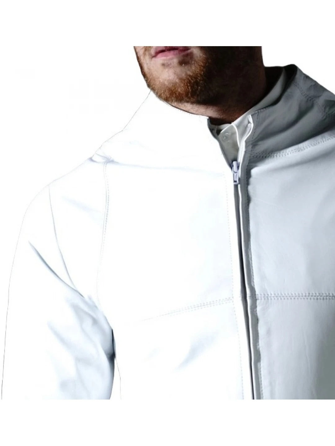 Avanzar Leather Men's Biker Style Real Sheepskin White Motorcycle Leather Jumpsuit