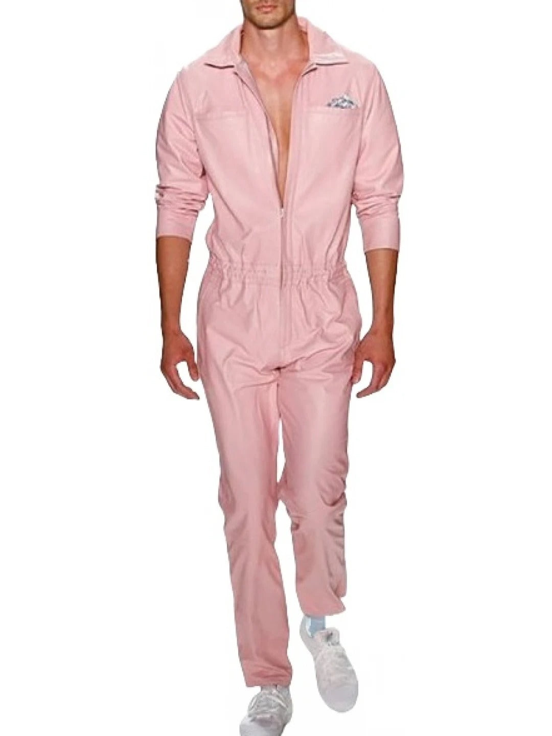 Avanzar Leather Men's New Fashion Real Sheepskin Baby Pink Leather Jumpsuit