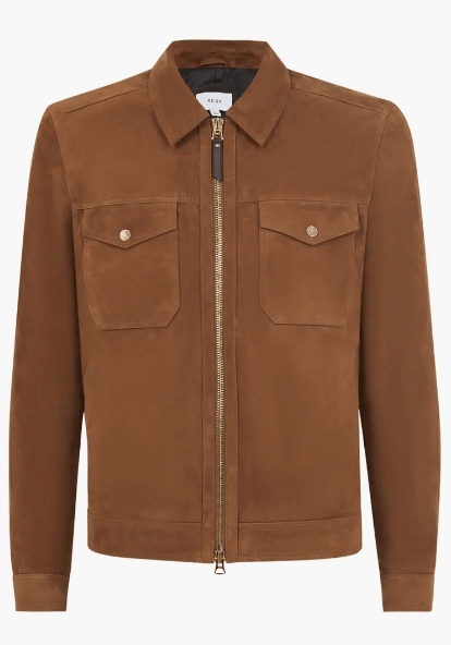 Men's Premium Dark Brown Suede Leather Trucker Jacket by Avanzar Leather