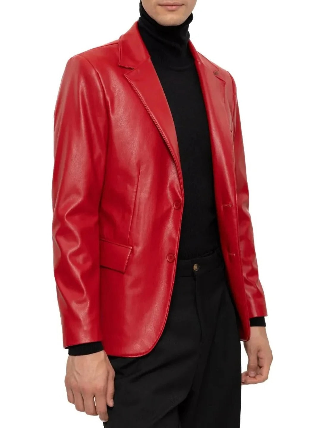 Stylish Notched Lapels Red Leather Blazer Avanzar Leather
