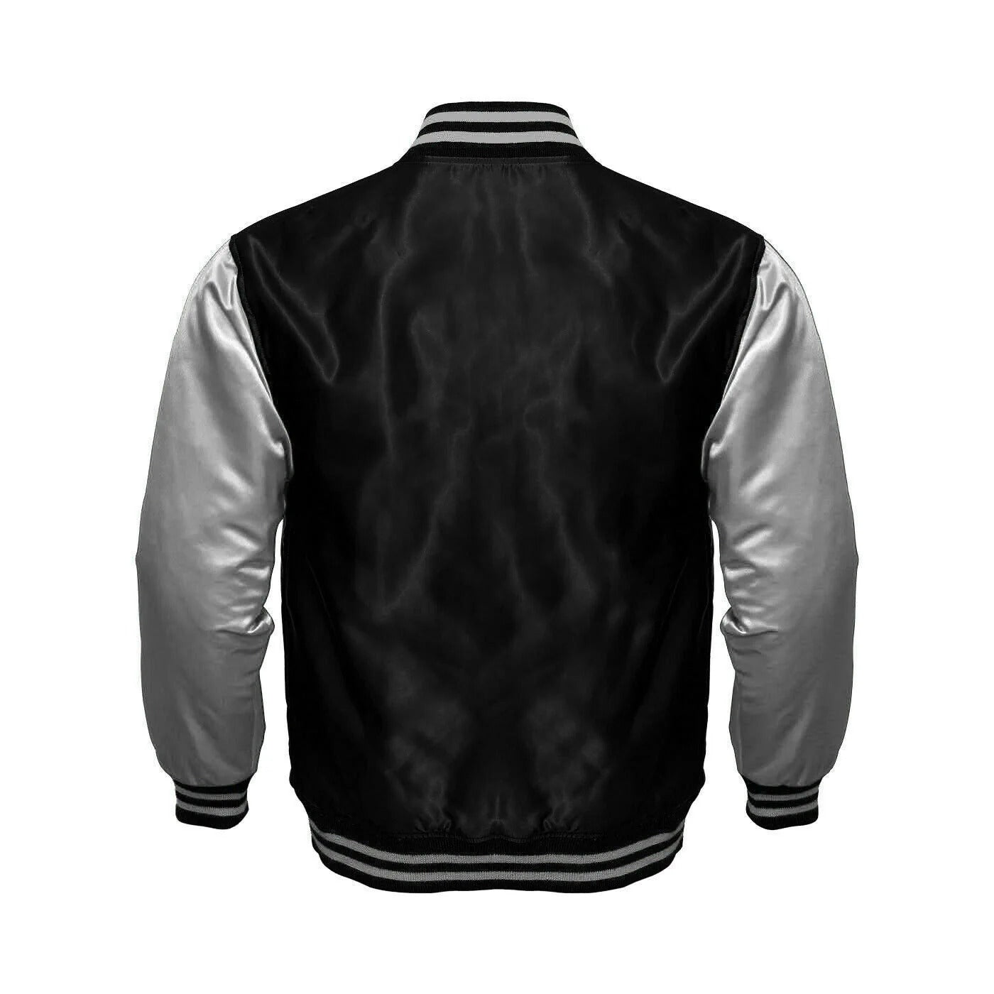 Black & White Satin Varsity Jacket