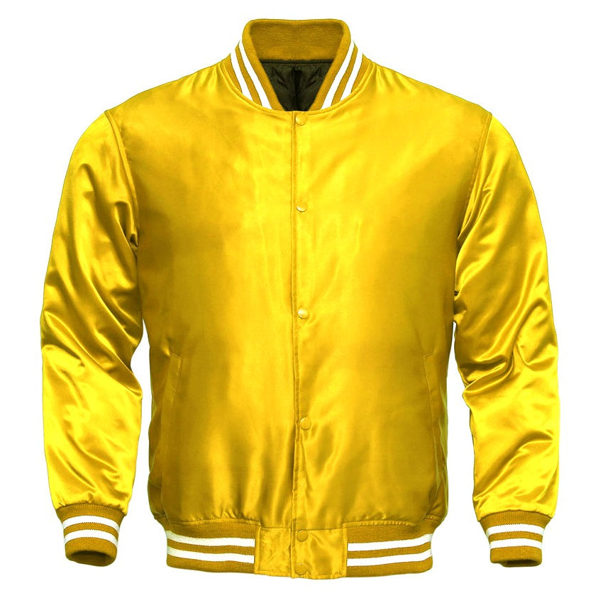 Yellow Satin Varsity Jacket