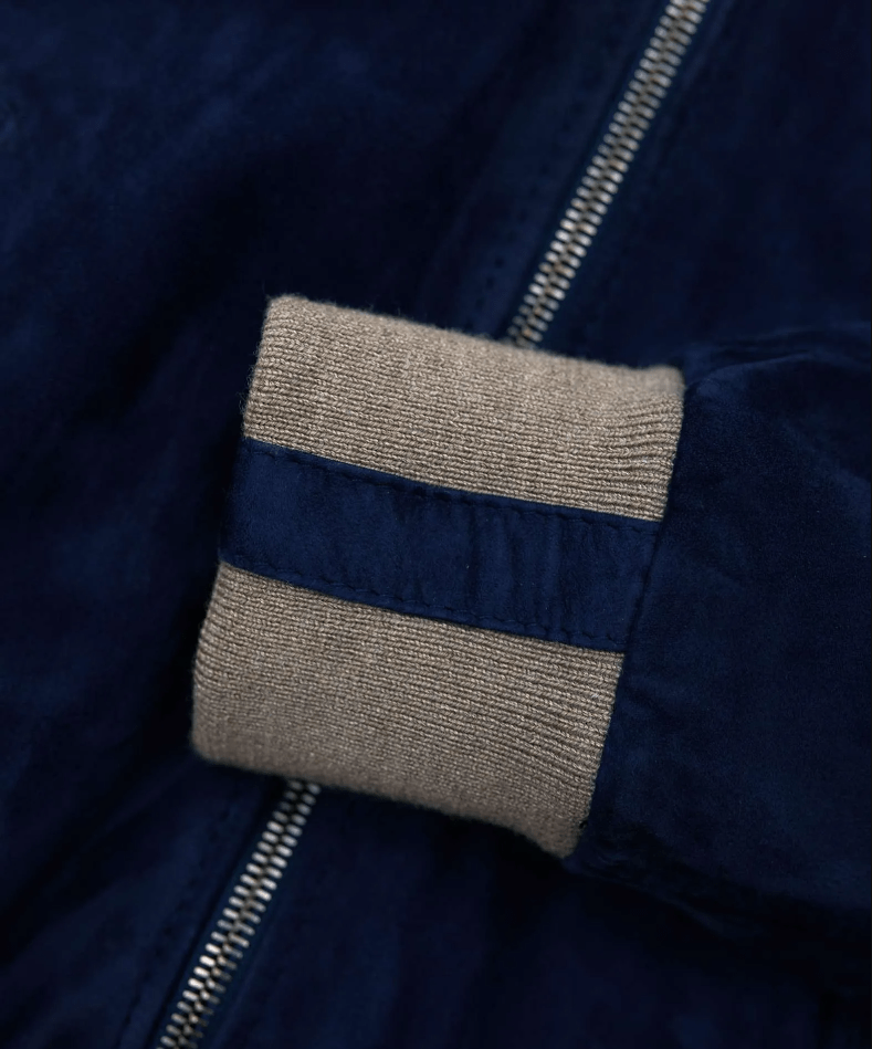 Women's Royal Blue Suede Bomber Leather Jacket