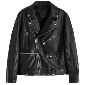 Men's black leather biker motorcycle jacket, a classic Black Friday leather jacket pick