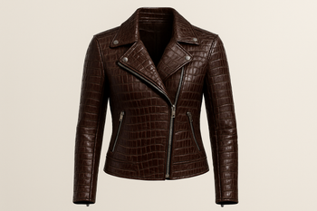 Crocodile embossed leather jacket
