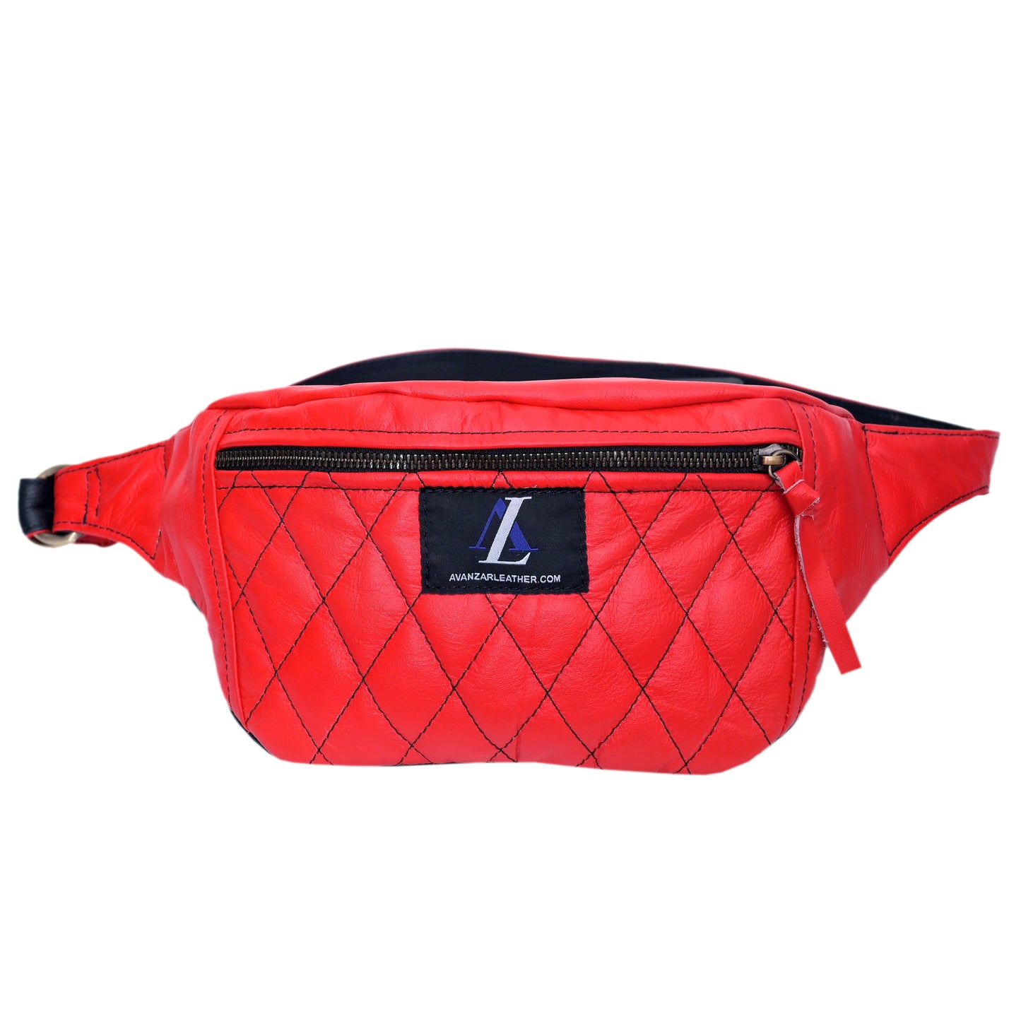 Red & Black Leather Sling Bag - Unisex Large Capacity Chest Bag