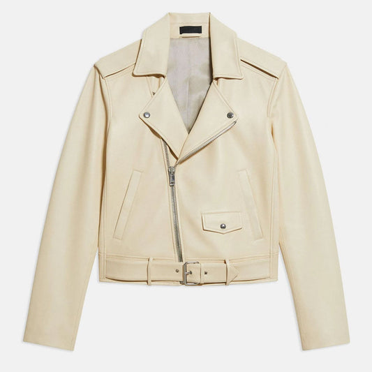 Off-White Women's Lambskin Leather Biker Jacket