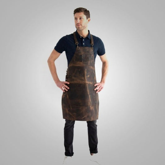 Men's New Handmade Sheepskin Brown Leather Apron