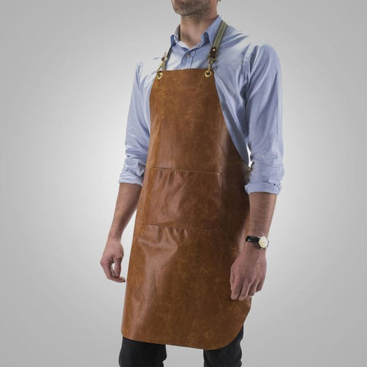 Men's New Oak Tan Handmade Sheepskin Leather Apron