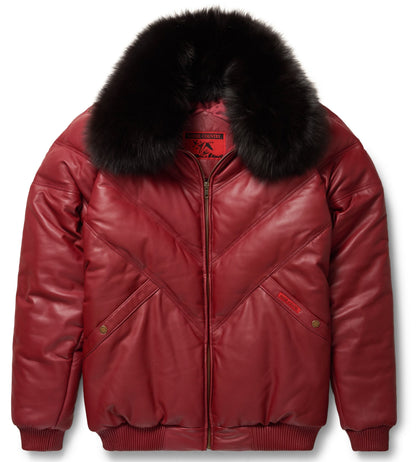 Premium Avanzar Burgundy Leather V-Bomber Jacket