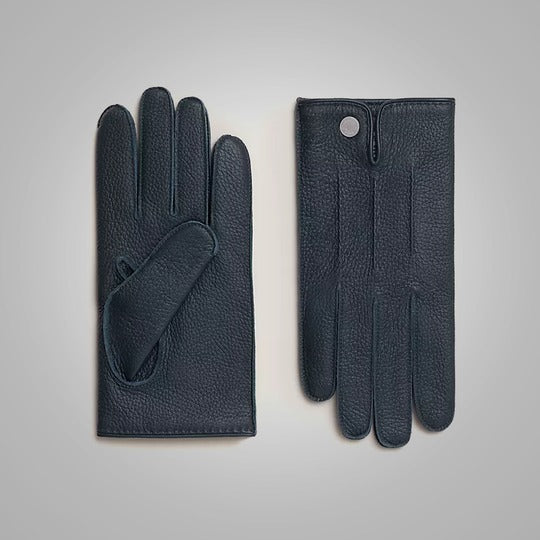 Men's Black Perfect Stretch Sheepskin Leather Winter Gloves