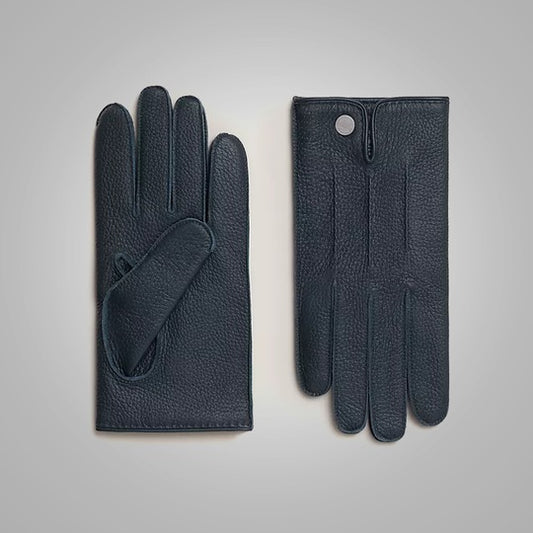 Men's Black Perfect Stretch Sheepskin Leather Winter Gloves