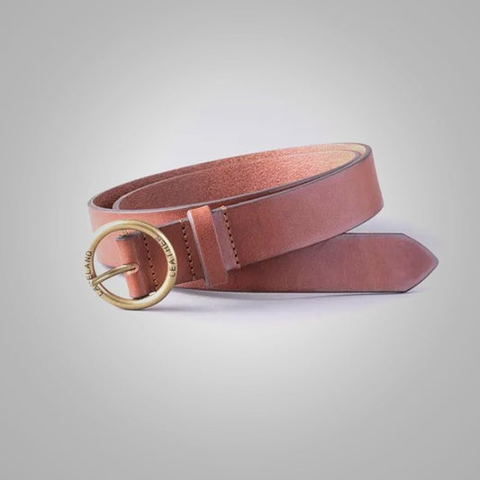 New Women's Tan Genuine Leather Handmade Belt