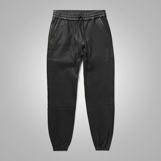 Men's New Style Black Sheepskin Leather Pants