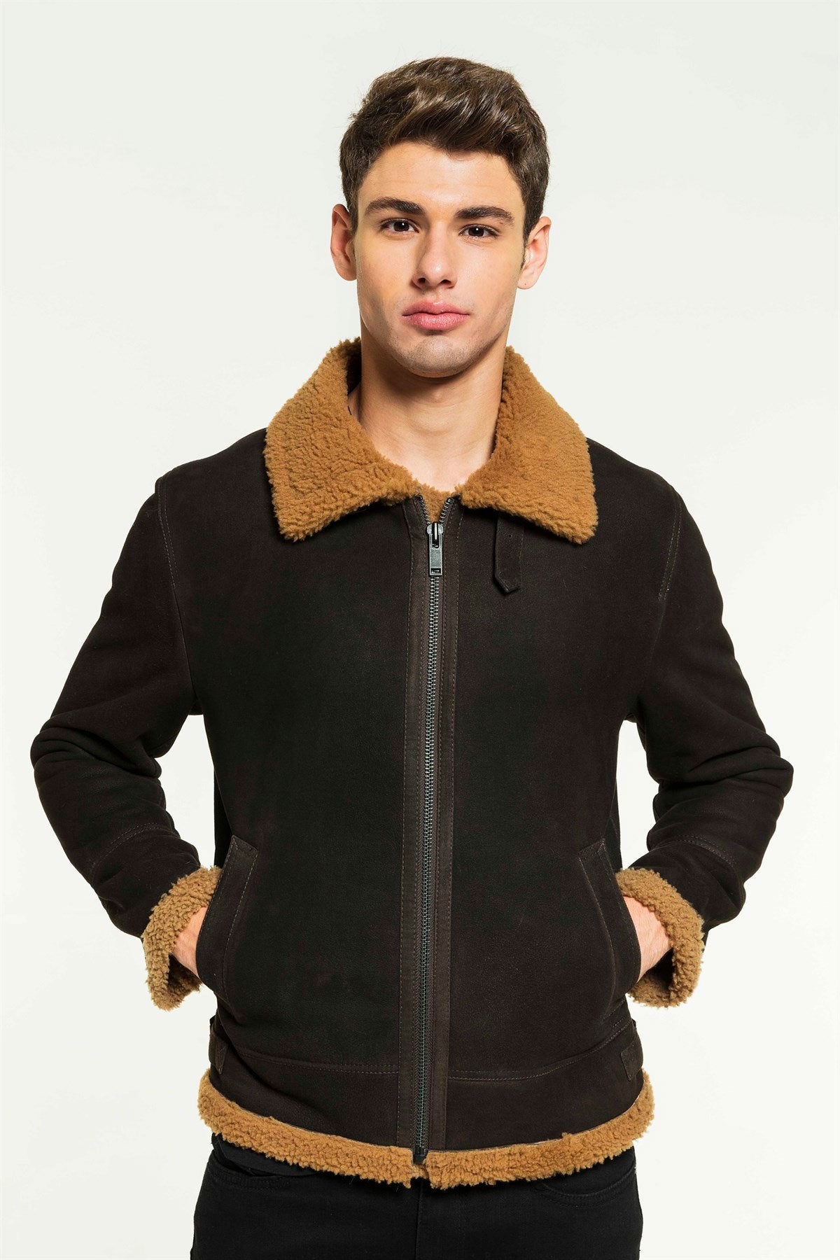 Men's Toffee Aviator Shearling Jacket