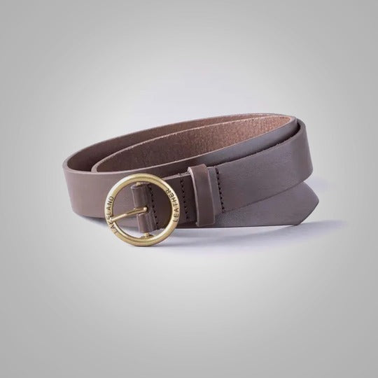 Women’s Brown & Burgundy Leather Belt with Thread Edging