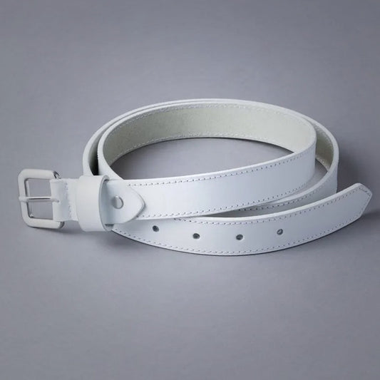 Women’s Keswick Leather Belt in White - Genuine Handmade Sheepskin Leather Belt