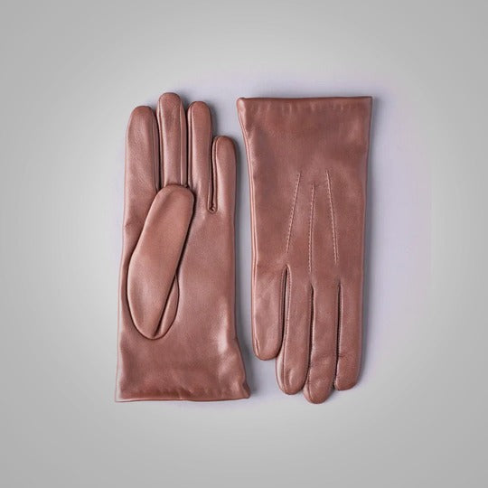 New Women's Becky Classic Leather Genuine Gloves in Cork