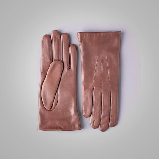 New Women's Becky Classic Leather Genuine Gloves in Cork