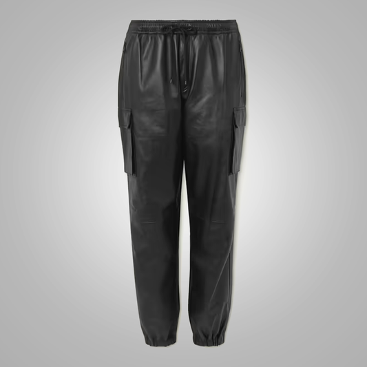 Men's Black Sheepskin Leather Biker Pants