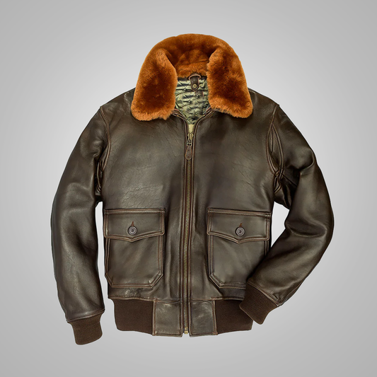 Brown Men's Lambskin G-1 Flight Leather Jacket by Avanzar Leather