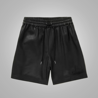 New Black Men's Leather Shorts