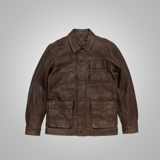 Men's Western Suede Leather Bomber Jacket